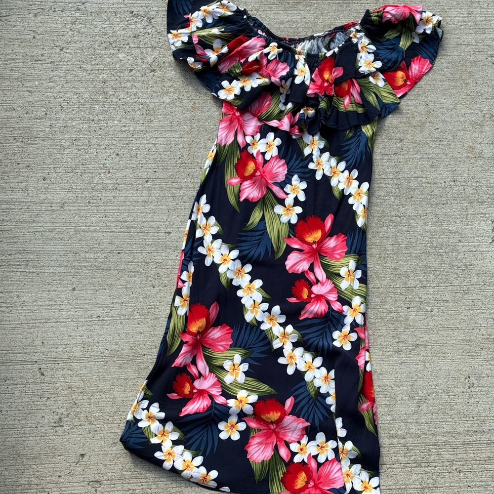 Hawaiian tiered ruffle top dress